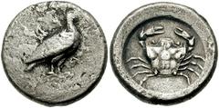 SICILY, Akragas. Circa 510-480 BC. AR Didrachm (20mm, 8.28 gm). Eagle standing right / Crab. Jenkins, Gela Group IV; SNG ANS 954. VF, porous obverse.From the Charles E. Weber Collection. Ex Coin Gal