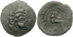 CELTIC, Gaul. The Osismii. Circa late 1st Century BC. Billon Stater (6.64 gm). Estimate $300 CELTIC, Gaul. The Osismii. Circa late 1st Century BC. Billon Stater (6.64 gm). Stylized head right; boar ab