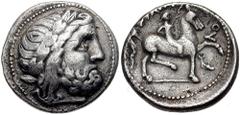 CELTIC, Danube Region. Imitating Philip II of Macedon. Circa late 4th-early 3rd Century BC. AR Tetradrachm (14.13 gm). Estimate $200 CELTIC, Danube Region. Imitating Philip II of Macedon. Circa late 4