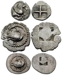 MACEDON, Eion. Circa 5th Century BC. Lot of two AR fractions. Estimate $500 MACEDON, Eion. Circa 5th Century BC. Lot of two AR fractions. Includes the following: AR Trihemiobol (0.83 gm). Goose standi