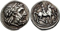 KINGS of MACEDON. Philip II. 359-336 BC. AR Tetradrachm (14.31 gm). Amphipolis mint. Struck 315-295 BC. Estimate $500 KINGS of MACEDON. Philip II. 359-336 BC. AR Tetradrachm (14.31 gm). Amphipolis min