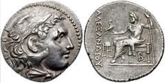 KINGS of MACEDON. Alexander III. 336-323 BC. AR Tetradrachm (16.67 gm). Pella mint. Struck under Philip V, circa 180 BC. Estimate $200 KINGS of MACEDON. Alexander III. 336-323 BC. AR Tetradrachm (16.6