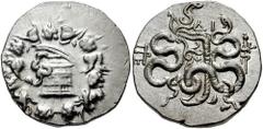 MYSIA, Pergamon. Circa 133-67 BC. AR Cistophoric Tetradrachm (12.66 gm). Struck circa 104-98 BC. Estimate $200 MYSIA, Pergamon. Circa 133-67 BC. AR Cistophoric Tetradrachm (12.66 gm). Struck circa 104
