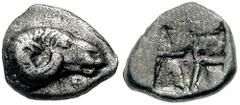 TROAS, Kebren. Circa 5th Century BC. AR Diobol (1.02 gm). Estimate $200 TROAS, Kebren. Circa 5th Century BC. AR Diobol (1.02 gm). Ram's head right / Quadripartite incuse square. SNG von Aulock 1544; S