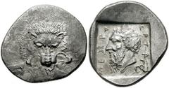 DYNASTS of LYCIA. Mithrapata. Circa 380-375 BC. AR Stater (10.02 gm). Estimate $750 DYNASTS of LYCIA. Mithrapata. Circa 380-375 BC. AR Stater (10.02 gm). Facing lion's scalp; triskeles below, reverted
