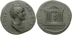 LYDIA, Sardeis. Faustina Sr., wife of Antoninus Pius. Æ 34mm (21.51 gm). Struck 138-141 AD. Cl. Fronto, Asiarch and Strategos. Estimate $300 LYDIA, Sardeis. Faustina Sr., wife of Antoninus Pius. Æ 34m