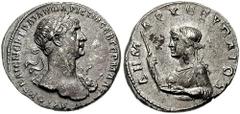 CAPPADOCIA, Caesarea. Trajan. 98-117 AD. AR Didrachm (6.71 gm). Struck 112-117 AD. Estimate $400 CAPPADOCIA, Caesarea. Trajan. 98-117 AD. AR Didrachm (6.71 gm). Struck 112-117 AD. Laureate bust right,