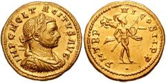 TACITUS. 275-276 AD. AV Heavy Aureus (6.56 gm). Tripolis mint. Estimate $3000 TACITUS. 275-276 AD. AV Heavy Aureus (6.56 gm). Tripolis mint. IMP C M CL TACITVS AVG, laureate, draped, and cuirassed bus