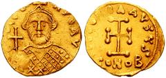 LEONTIUS. 695-698 AD. AV Tremissis (1.39 gm). Constantinople mint. Estimate $300 LEONTIUS. 695-698 AD. AV Tremissis (1.39 gm). Constantinople mint. Crowned facing bust, holding globus cruciger / Cross