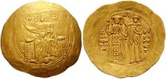 JOHN II. 1118-1143. AV Hyperpyron (4.29 gm). Constantinople mint. Struck 1122-1137. Estimate $200 JOHN II. 1118-1143. AV Hyperpyron (4.29 gm). Constantinople mint. Struck 1122-1137. Christ enthroned f