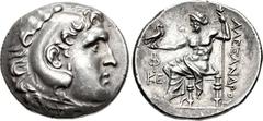 LYCIA, Phaselis. Circa 221/0-189/8 BC. AR Tetradrachm (30mm, 17.04 g, 12h). In the name and types of Alexander III of Macedon. Dated CY 25 (197/6 BC). Head of Herakles right, wearing lion skin / Zeus 