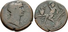 EGYPT, Alexandria. Trajan. AD 98-117. Æ Drachm (34mm, 22.38 g, 12h). Dated RY 13 (AD 109/110). Laureate bust right, with aegis / Hapi seated slightly left on rocks, draped from the waist down, his rig
