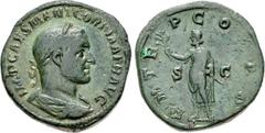 Gordian I. AD 238. Æ Sestertius (30mm, 22.56 g, 12h). Rome mint. Struck 1-22 April AD 238. IMP CAES M ANT GORDIA AFR AVG, laureate, draped, and cuirassed bust right / P M TR P COS P P around, S C acro