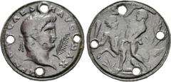 Contorniates. Late 4th century AD. Æ (35mm, 13.93 g, 12h). In the name of Nero . [I]MP NERO CAES[A]R AVG [P] MAX, laureate head right; engraved palm frond to right / Hercules standing left attacking c
