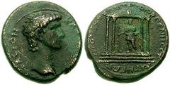 MYSIA, Pergamum. Claudius. 41-54 AD. Æ 18mm (5.20 gm). Commemorative issue struck under Domitian, circa 81-96 AD. Bare head right / Tetrastyle temple enclosing statue of Augustus. cf. RPC I 2370. VF, 