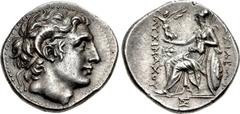 KINGS of THRACE, Macedonian. Lysimachos. 305-281 BC. AR Drachm (18mm, 4.34 g, 12h). Ephesos mint. Struck circa 295/4-289/8 BC. Diademed head of the deified Alexander right, with horn of Ammon / [B]AΣI