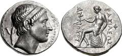 SELEUKID KINGS of SYRIA. Antiochos II Theos. 261-246 BC. AR Tetradrachm (28mm, 17.16 g, 12h). Uncertain mint 28, in Syria or Mesopotamia. Diademed head right / BAΣIΛEΩΣ ANT-IOXOY, Apollo Delphios seat