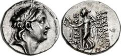 SELEUKID KINGS of SYRIA. Antiochos VII Euergetes (Sidetes). 138-129 BC. AR Drachm (17mm, 4.20 g, 12h). Antioch on the Orontes mint. Diademed head right / BAΣIΛEΩΣ ANTIOXOY EY-EPΓET[OY], Nike advancing