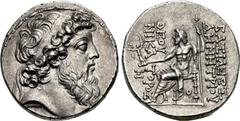 SELEUKID KINGS of SYRIA. Demetrios II Nikator. Second reign, 129-125 BC. AR Tetradrachm (28mm, 16.69 g, 1h). Antioch on the Orontes mint. Struck 129-128 BC. Diademed head right / BAΣIΛEΩΣ ΔHMHTPIOY ΘE