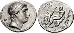BAKTRIA, Greco-Baktrian Kingdom. Euthydemos I Theos Megas. Circa 225-200/195 BC. AR Teradrachm (30mm, 16.16 g, 12h). Mint A (near Aï Khanoum). Struck circa 220/15-210/08 BC. Diademed middle-aged head 