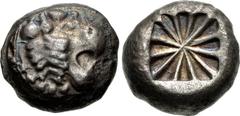 LYCIA, Uncertain. Circa 520-470/60 BC. AR Stater (17.5mm, 9.25 g). Predynastic period. Head of lion right / Incuse square with lines radiating from center. Falghera –; Reuter 1; Traité I 998; SNG von 