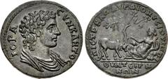 LYDIA, Thyateira. Pseudo-autonomous issue. temp. Elagabalus or Severus Alexander, AD 218-222 and 222-235, respectively. Æ Medallion (39mm, 10.72 g, 6h). Cl. Aurelius Dionysius, strategos and eques . I