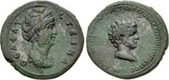 CYPRUS, Uncertain. Diva Faustina Senior, with Galerius Antoninus. Died AD 140/1 and before AD 138, respectively. Æ (28mm, 9.84 g, 12h). Struck AD 147 or later. ΘЄA ΦAY–CTЄINA, draped bust of Diva Faus