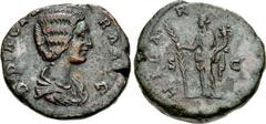 Didia Clara. Augusta, AD 193. Æ Sestertius (30mm, 20.01 g, 12h). Rome mint. Struck under Didius Julianus. DIDIA CLA RA AVG, draped bust right / HILA R [TEM]POR, S C across field, Hilaritas standing le