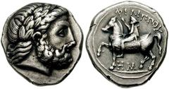 KINGS of MACEDON. Philip II. 359-336 BC. AR Tetradrachm (14.35 gm). Pella mint. Struck circa 359-354 BC. Estimate $600 KINGS of MACEDON. Philip II. 359-336 BC. AR Tetradrachm (14.35 gm). Pella mint. S
