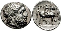 KINGS of MACEDON. Philip II. 359-336 BC. AR Tetradrachm (14.36 gm). Pella mint. Struck under Philip III and Kassander, 323-315 BC. Estimate $1500 KINGS of MACEDON. Philip II. 359-336 BC. AR Tetradrach