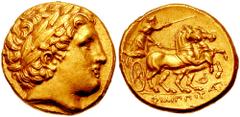 KINGS of MACEDON. Philip II. 359-336 BC. AV Stater (8.61 gm). Lampsakos mint. Struck 323-316 BC. Estimate $1500 KINGS of MACEDON. Philip II. 359-336 BC. AV Stater (8.61 gm). Lampsakos mint. Struck 323