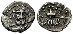 CILICIA, Uncertain mint. Circa 4th Century BC. AR Hemiobol (0.26 gm). Estimate $200  CILICIA, Uncertain mint. Circa 4th Century BC. AR Hemiobol (0.26 gm). Facing bearded male head, wearing ivy-wreath;