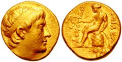 SELEUKID KINGS of SYRIA. Antiochos II. 261-246 BC. AV Stater (8.57 gm). Aegae mint. Estimate $4000  SELEUKID KINGS of SYRIA. Antiochos II. 261-246 BC. AV Stater (8.57 gm). Aegae mint. Diademed head ri