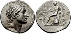 SELEUKID KINGS of SYRIA. Antiochos III. 223-187 BC. AR Tetradrachm (17.12 gm). Soli mint. Estimate $400 SELEUKID KINGS of SYRIA. Antiochos III. 223-187 BC. AR Tetradrachm (17.12 gm). Soli mint. Diadem