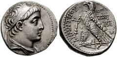 SELEUKID KINGS of SYRIA. Demetrios II. First Reign, 145-138 BC. AR Tetradrachm (14.19 gm). Tyre mint. Dated year 167 (146/5 BC). Estimate $400 SELEUKID KINGS of SYRIA. Demetrios II. First Reign, 145-1