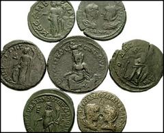 ROMAN PROVINCIAL. Lot of seven Æ. Lot includes the following: MOESIA INFERIOR, Marcianopolis. Gordian III and Tranquillina. Æ 27mm. Nemesis // Same. Philip I and Otacilia Severa. Æ 27mm. Apollo with b