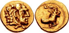 CYPRUS, Salamis. Evagoras I. Circa 411-374/3 BC. AV Tenth Stater (8mm, 0.72 g, 12h). Head of Herakles right, wearing lion skin / Forepart of goat lying right on ground line. Markou, L'or , Variant A, 