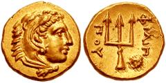 KINGS of MACEDON. Philip II. 359-336 BC. AV Eighth Stater (1.08 gm). Pella mint. Struck circa 342-336 BC. Estimate $1000  KINGS of MACEDON. Philip II. 359-336 BC. AV Eighth Stater (1.08 gm). Pella min