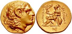 KINGS of THRACE. Lysimachos. 323-281 BC. AV Stater (8.48 gm). Uncertain mint. Struck 297-281 BC. Estimate $2000 KINGS of THRACE. Lysimachos. 323-281 BC. AV Stater (8.48 gm). Uncertain mint. Struck 297