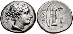 IONIA, Ephesos. Circa early 3rd century BC. AR Octobol (5.59 gm). Attic standard. Cleole, magistrate. Estimate $750 IONIA, Ephesos. Circa early 3rd century BC. AR Octobol (5.59 gm). Attic standard. Cl