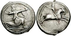 CARIA. Achaemenid Period. Circa 350-341 BC. AR Tetradrachm (15.39 gm). Estimate $1500 CARIA. Achaemenid Period. Circa 350-341 BC. AR Tetradrachm (15.39 gm). Persian king or hero in kneeling-running st