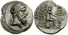 KINGS of PARTHIA. Mithradates I. Circa 171-132 BC. AR Drachm (3.70 gm). Ekbatana mint. Struck circa 147/6 BC. Estimate $1000 KINGS of PARTHIA. Mithradates I. Circa 171-132 BC. AR Drachm (3.70 gm). Ekb