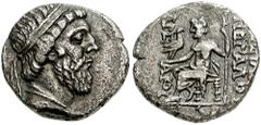 KINGS of PARTHIA. Mithradates I. Circa 171-132 BC. AR Drachm (3.71 gm). Seleukeia on the Tigris mint. Undated issue, struck circa 141-138 BC. Estimate $500 KINGS of PARTHIA. Mithradates I. Circa 171-1