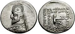 KINGS of PARTHIA. Mithradates III. July/August 87 - 80/79 BC. AR Drachm (4.14 gm). Rhagae mint. Estimate $150 KINGS of PARTHIA. Mithradates III. July/August 87 - 80/79 BC. AR Drachm (4.14 gm). Rhagae 