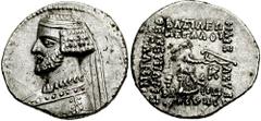 KINGS of PARTHIA. Mithradates IV. 58/7 - 54/3 BC. AR Drachm (4.08 gm). Kangavar mint. Estimate $150 KINGS of PARTHIA. Mithradates IV. 58/7 - 54/3 BC. AR Drachm (4.08 gm). Kangavar mint. Diademed bust 