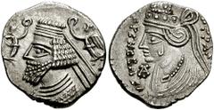 KINGS of PARTHIA. Phraatakes and Musa. 2 BC - 4 AD. AR Drachm (3.77 gm). Ekbatana mint. Struck circa 2-4 AD. Estimate $1000 KINGS of PARTHIA. Phraatakes and Musa. 2 BC - 4 AD. AR Drachm (3.77 gm). Ekb
