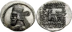 KINGS of PARTHIA. Artabanos III. 10-38 AD. AR Drachm (3.84 gm). Ekbatana mint. Estimate $200 KINGS of PARTHIA. Artabanos III. 10-38 AD. AR Drachm (3.84 gm). Ekbatana mint. Diademed bust left, long squ