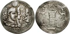 SASANIAN KINGS of PERSIA. Bahram II, with Queen and Prince 4. 276-293 AD. AR Drachm (4.05 gm). Estimate $300  SASANIAN KINGS of PERSIA. Bahram II, with Queen and Prince 4. 276-293 AD. AR Drachm (4.05 