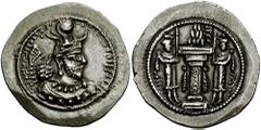 SASANIAN KINGS of PERSIA. Yazdgard I. 399-420 AD. AR Drachm (4.20 gm). AS (Aspahan) mint. Estimate $150 SASANIAN KINGS of PERSIA. Yazdgard I. 399-420 AD. AR Drachm (4.20 gm). AS (Aspahan) mint. Degrad