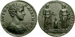 MYSIA, Pergamum. Commodus, as Caesar. 166-177 AD. Æ 33mm (20.72 gm). Claudius Nikomedes, magistrate. Estimate $3000 MYSIA, Pergamum. Commodus, as Caesar. 166-177 AD. Æ 33mm (20.72 gm). Claudius Nikome